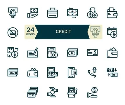 24 Bold Line Vector Icons designed for Credit in 128x128 Pixel Optimized form Stock Illustration