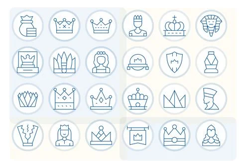 24 Detail Enhanced Thin Line Vector Icons designed for Crown Interface Ilustração Stock