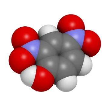 2,4-dinitrophenol (dnp), molecular model Stock Illustration