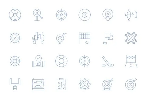 24 Display Perfect 256x256 Vector Icons for Goal in elegant Thin Line design Stock Illustration