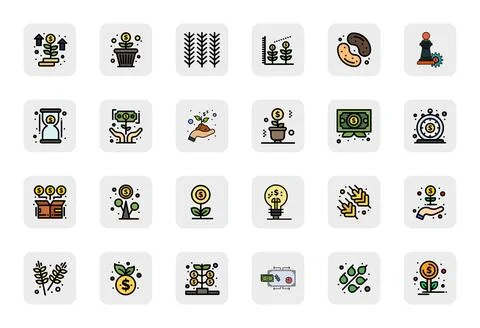 24 Display Perfect High Resolution Vector Icons for Yield in elegant LineFi.. Illustrazione stock