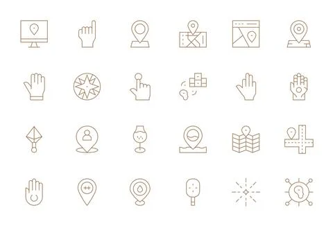 24 Display Perfect Thin Line Vector Icons designed for Point Interface 스톡 일러스트