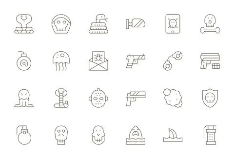 24 Display Perfect Thin Line Vector Icons from Threat Collection 스톡 일러스트