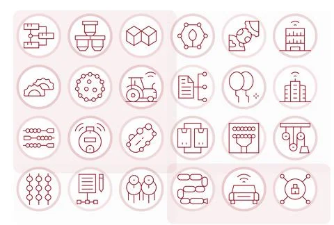 24 Display Perfect Thin Line Vector Icons from Connected Collection 스톡 일러스트