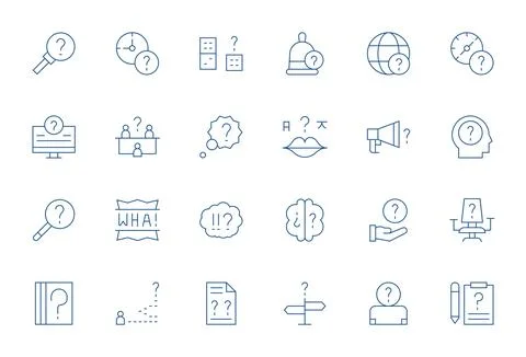 24 Doubt Pixel Optimized Vector Icons in High Resolution Thin Line Aesthetic Illustrazione stock