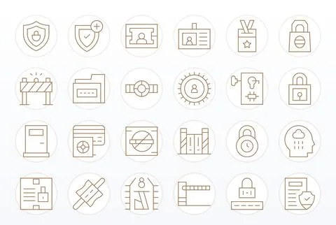 24 Editable Thin Line Vector Icons designed for Access Control Interface Ilustración de archivo