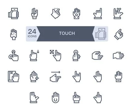 24 Editable Vector Icons themed around Touch in Retina Ready Bold Line format Stock Illustration