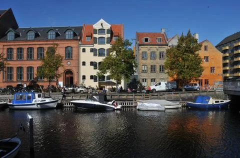  24 eptember 2023/People enjoye cafe life and boat in Chrisatianshavn cana... Stock Photos