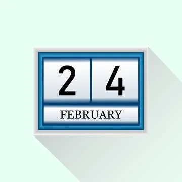 24 February Vector flat daily calendar icon. Date and month. Ilustração Stock