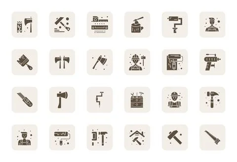 24 Filled Editable 256x256 Vector Icons from Carpenter Suite Illustrazione stock