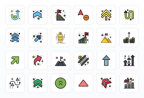 24 Filled Line Vector Icons from Climb in 64x64 Detail Enhanced Quality Stock Illustration