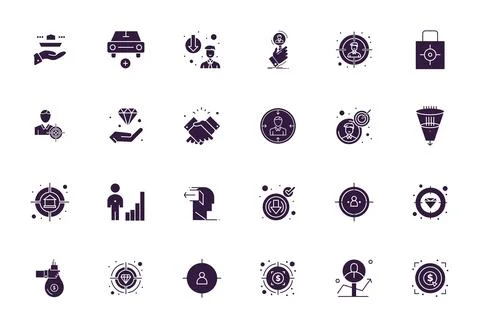24 Filled Pixel Optimized 128x128 Vector Icons from Acquisition Suite Stock Illustration