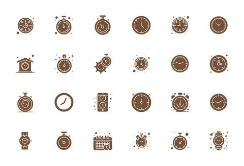 24 Filled Vector Icons for Chronometer in crisp 64x64 Pixel Optimized resol.. Stock Illustration