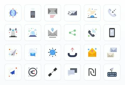 24 Flat Display Perfect Vector Icons tailored for Transmit High Resolution .. Stock Illustration