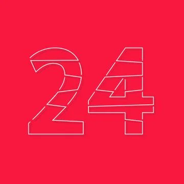 24 font, linear stroke number. Modern trendy, creative style design. For logo Stock Illustration