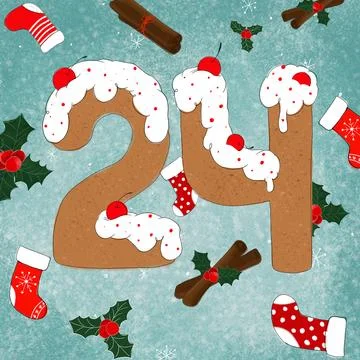 24 gingerbread figure  for postcards Stock Illustration