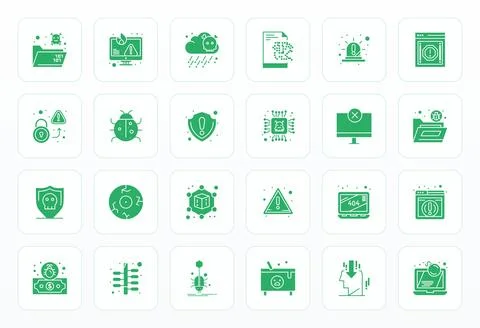 24 Glyph Vector Icons from System Failure in High Resolution Editable Quality Stock Illustration