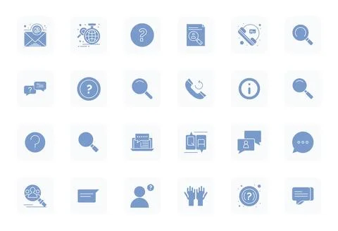 24 Grid Fitted 256x256 Vector Icons for Inquiry in elegant Filled design Stock Illustration
