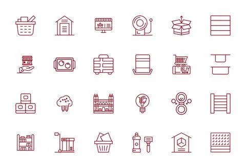 24 High Resolution Bold Line Display Perfect Vector Icons for Products Projec Stock Illustration