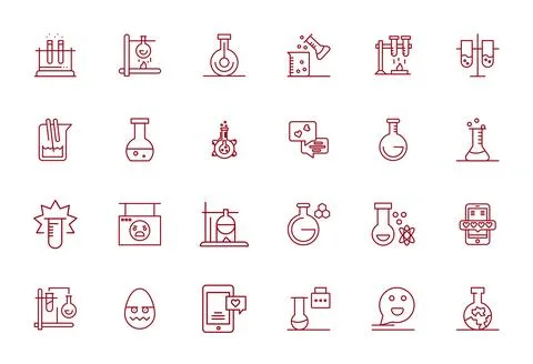 24 High Resolution Bold Line Vector Icons for Reaction with Editable precisio Stock Illustration