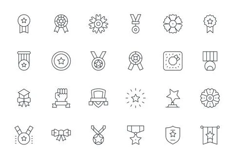 24 High Resolution Thin Line Vector Icons optimized for Distinction Detail .. Illustrazione stock