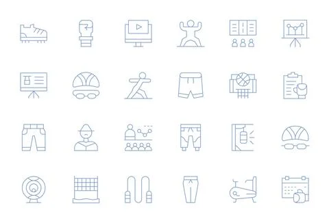 24 High Resolution Thin Line Detail Enhanced Vector Icons for Training Projec Stock Illustration