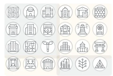 24 High Resolution Thin Line Vector Icons optimized for Structure Pixel Ali.. Stock Illustration