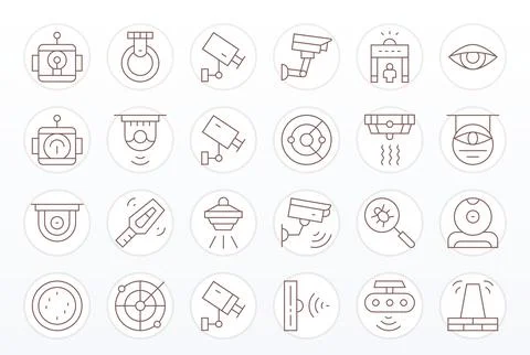 24 High Resolution Thin Line Vector Icons for Detection with Detail Enhance.. Stock-Illustration