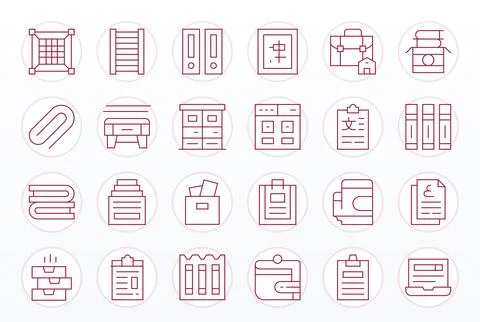 24 High Resolution Vector Icons for Filing in Detail Enhanced Thin Line Forma Stockillustratie