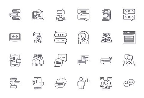 24 High Resolution Vector Icons for Comments with Grid Fitted Bold Line clari Stock Illustration