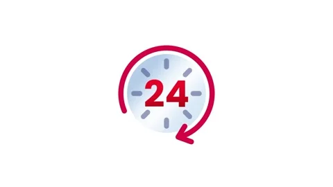 24 Hour Availability Timer Clock Icon Stock Footage 335576362