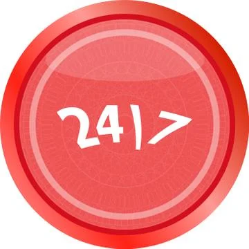 24 hour button web icon, isolated on white Stock Illustration