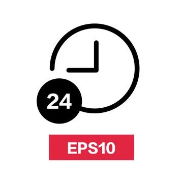 24-hour clock icon. 24-hour operation. Vector. EPS10. Stock Illustration