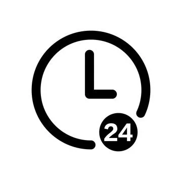 24 hour clock icon. Clock icon. Vector. Stock Illustration