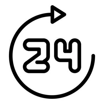 24 hour clock icon outline vector. Timer digital Stock Illustration