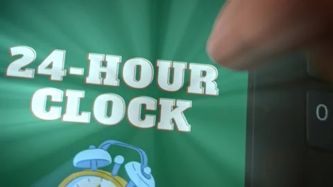 24-Hour Clock themed graphic presentation generated on smartphone Video stock 289089198