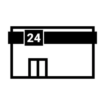 24-hour convenience store. Corner store. Vector. Stock Illustration