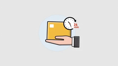 24 Hour Delivery Concept Animation Video - Transparent Stock Footage 313323580