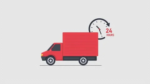 24 Hour Delivery Concept Animation Video - Transparent 스톡 동영상 334804999