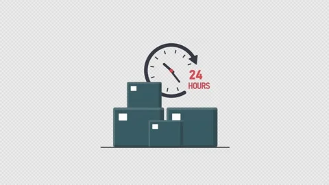 24 Hour Delivery Service Concept Animation Video - Transparent Stock Footage 334804997