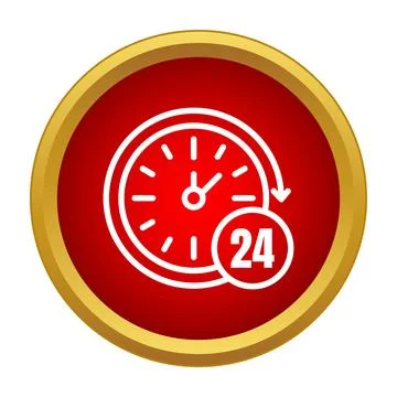 24 hour open availability service time clock icon Stock Illustration