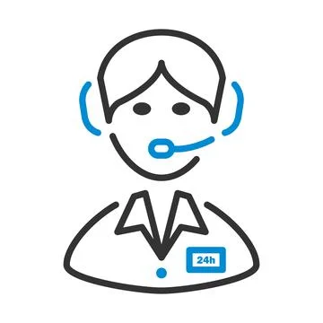 24 Hour Operator Icon Stock Illustration