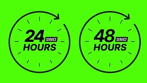 24 hour or 48 hours service icon 4k animation black and white 24 hours cloc.. Stock Footage 309686352