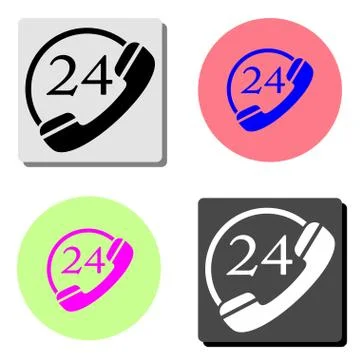 24 hour service. flat vector icon Stock Illustration