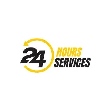24 hour service logo vector icon. Standby 24/7 sign day/night services button Stock Illustration