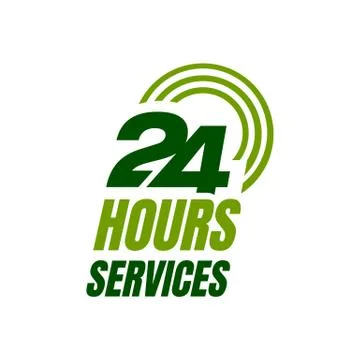 24 hour service logo vector icon. Standby 24/7 sign day/night services button Stock Illustration
