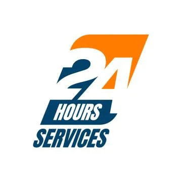 24 hour service logo vector icon. Standby 24/7 sign day/night services button Stock Illustration