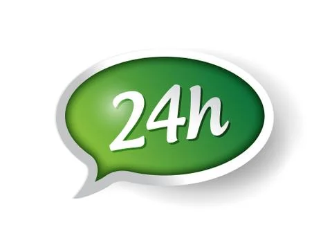24 hour support message bubble illustration design over white Illustrazione stock