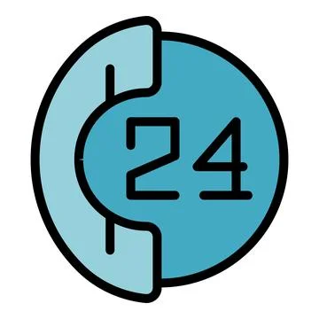 24 hour tech support icon vector flat Stock Illustration