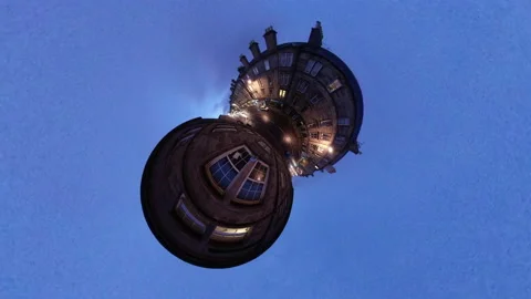 24 hour 'tiny planet' timelapse of Easter Road Edinburgh Stock Footage 137393070